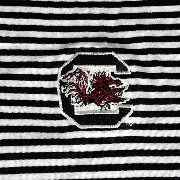 S. Carolina Gamecocks Peter Millar Striped Polo Shirt Mens L Black White Cotton - Picture 3 of 7